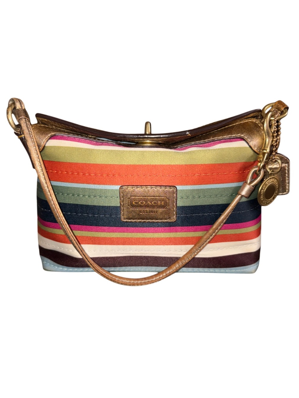 Coach Y2K 2008 Legacy Mini Turnlock Bag Satin & Metallic Gold Leather 41758 - Picture 3 of 11